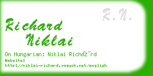 richard niklai business card